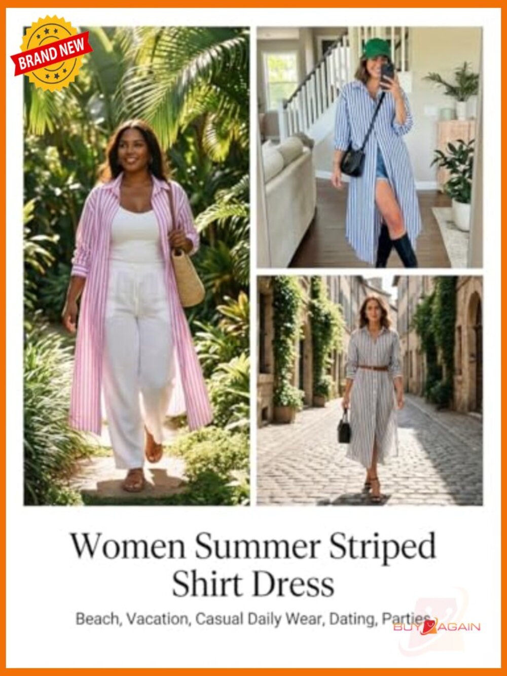Cotton Striped Button Down Maxi Dress with Pockets - Picture 5 of 7